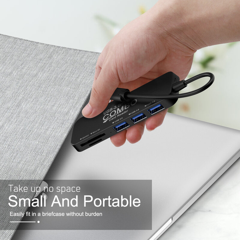 Mini USBC HUB tipo C a Multi USB 3,0, lector de tarjetas TF/SD, Micro carga rápida, adaptador divisor para portátil MacBook Pro/Air iMac