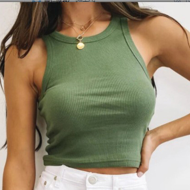 Sexy Crop Tops Stretchy Ribber Solide Tank Tops Shirts Weibliche Frauen Casual Sport