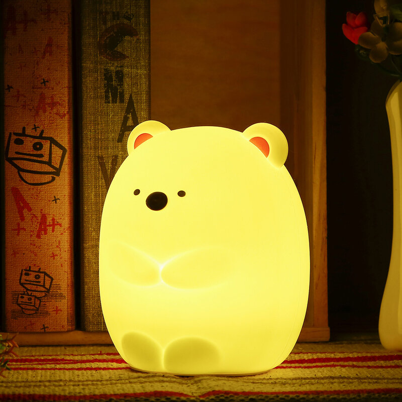 2019 Original Touch Sensor Silicone LED Colorful Bear Night Light Rechargeable Tap Control For Bedroom Living Room