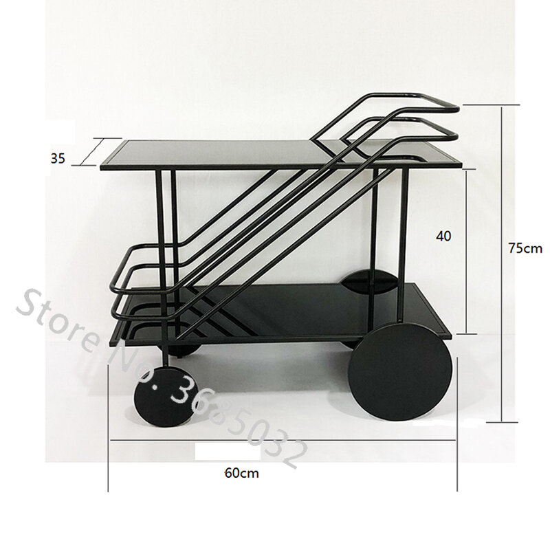 European Golden Hotel Drinking Trolley Restaurant Mobile Delivery Trolley Creative Edge Tea Trolley Households