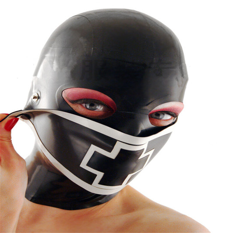Sexy erwachsene Latex Maske Gummi Haube für Party Tragen unisex fetisch halloween cosplay maske sexy Frauen Gesicht maske Cosplay Spiele
