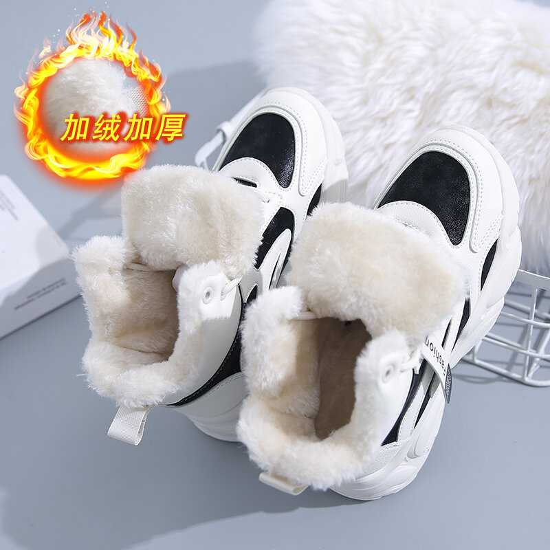 Zapatos informales vulcanizados para mujer, calzado cálido y cómodo para deportes al aire libre, marca de invierno