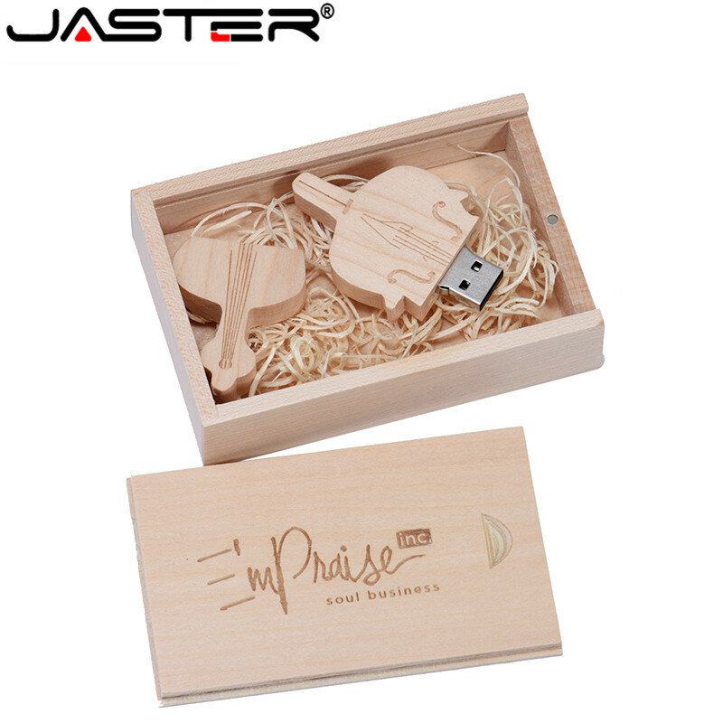 Jaster pendrive de madeira, usb 2.0, memória 64gb, 4gb, 8gb, 16gb, 32gb, para violino