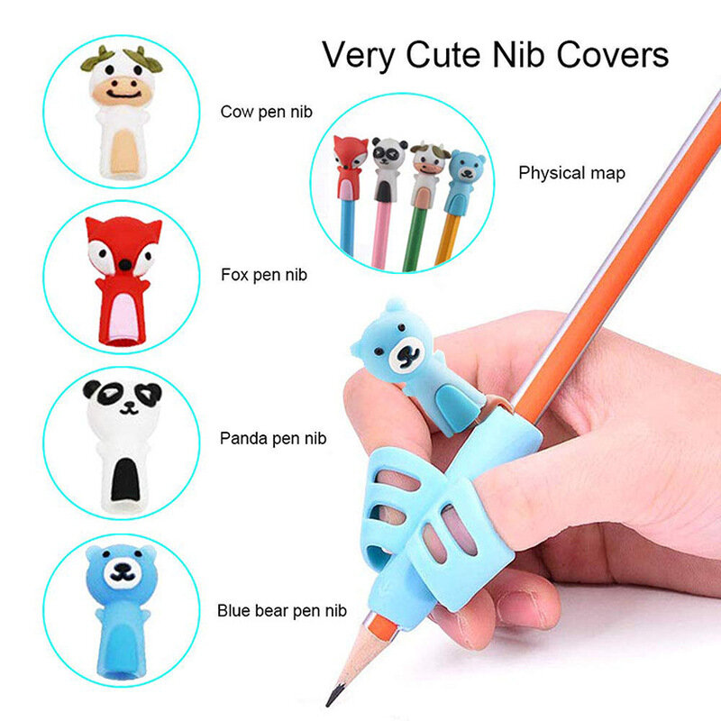 5 Pcs Three fingers silicone pen grip Student stationery teaching equipment silicone pen holder Child writing correction