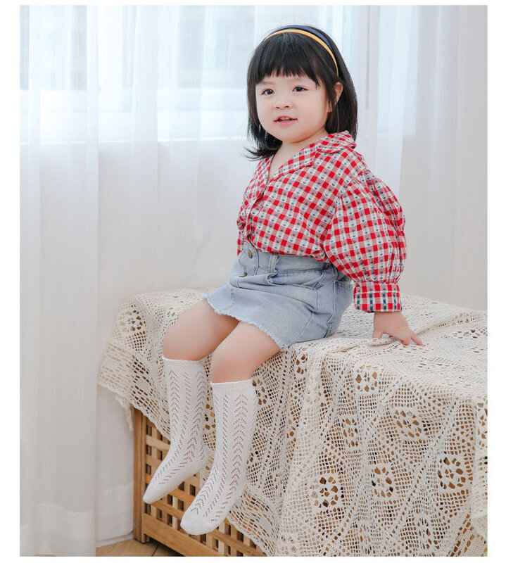 Kids Baby Girls Fashion Socks Hollow Out Knee-high Socks Comfortable Solid Color Socks for Kids 0-3Y