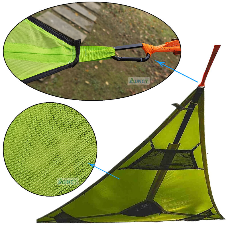 Hamaca multipersona portátil de 3 puntos, diseño multifuncional, triangular, alfombra aérea, conveniente para acampar al aire libre y dormir