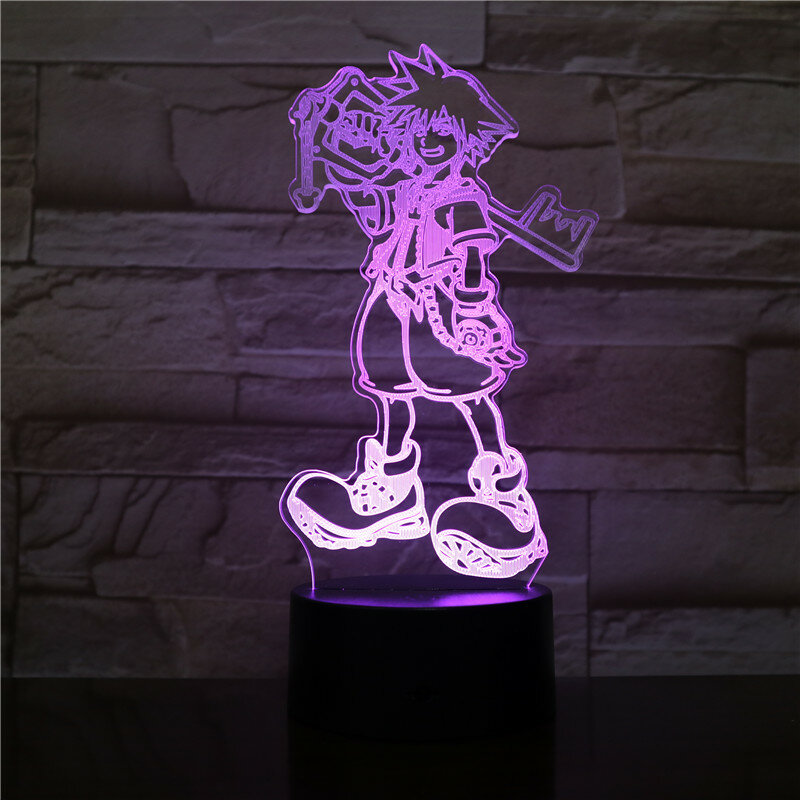 Gioco 3D Led Kingdom Hearts Sora Figure Multicolor USB acrilico Decor lamparas Gamer Lighting Kids Baby Desk Lamp comodino 2532