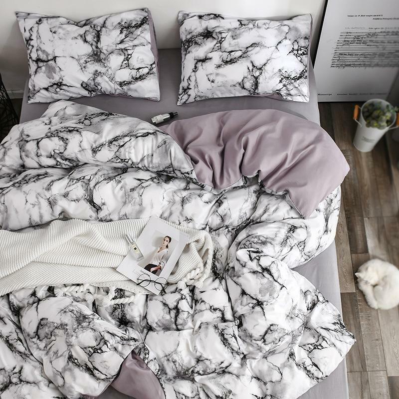 Weiß Marmor Muster Bettwäsche Sets Bettbezug-set 2/3 stücke Einzigen Königin König Größe Bettwäsche Quilt Abdeckung (Keine blatt Keine Füllung)