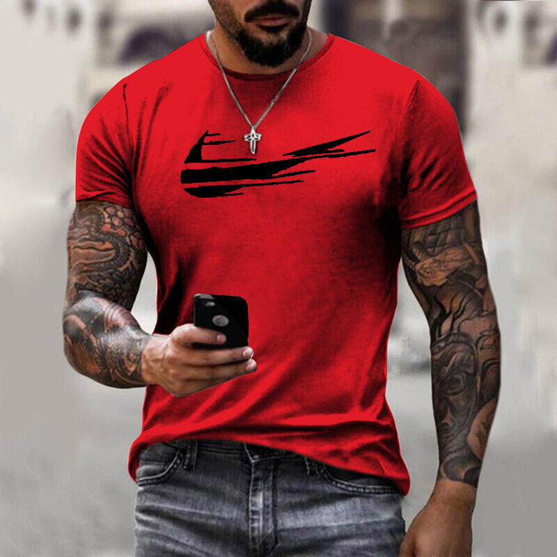 2021 sommer Baumwolle Druck Sport Serie Mode Casual männer Street Style Rundhals Kurzarm Top T-shirt 90-6xl