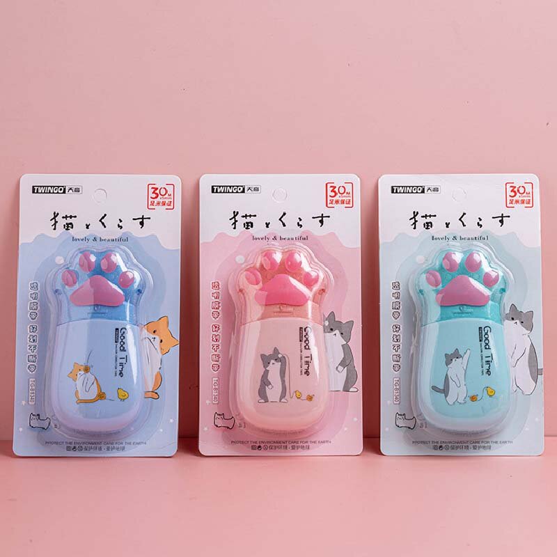 Creative Cute Cat Claw Correction Tape 30 Meters Large Capacity Transparent Tape Students Typo Alters Stationery School Supplies