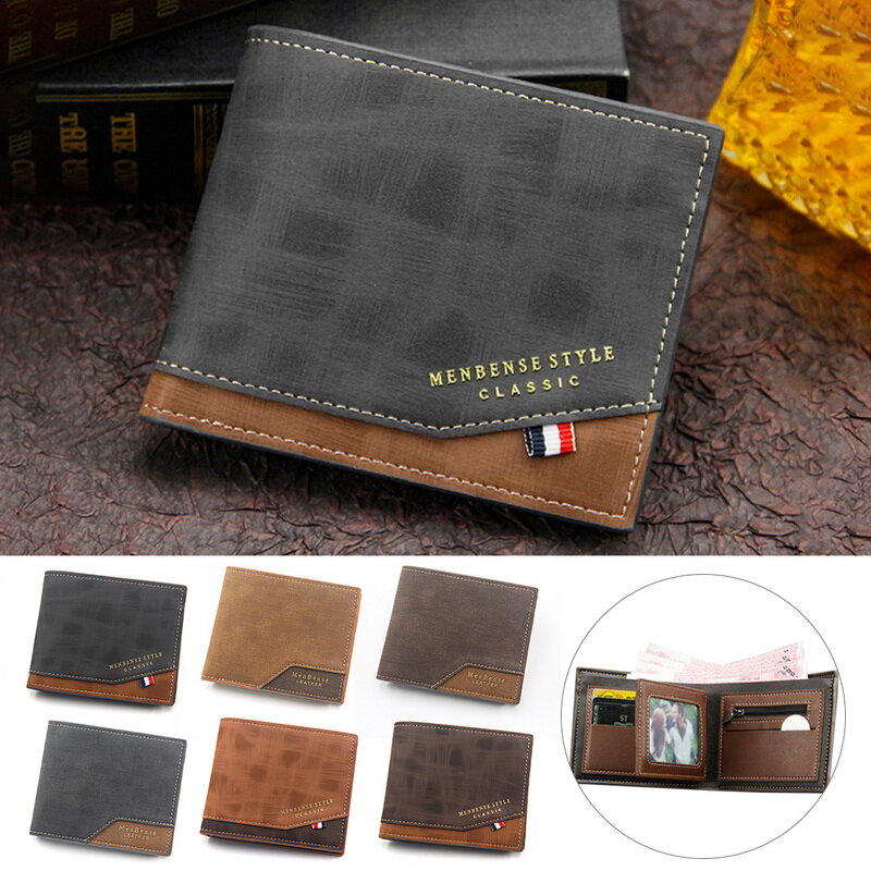 Moda męska portfel portfel jednolity kolor skórzany portfel biznesowy słynny Vintage Walltes multi-card miękka torebka portmonetka