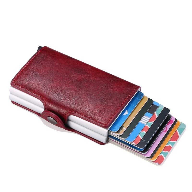 Bycobecy – portefeuille Porte-cartes de crédit personnalisé, Double boîte en aluminium pour cartes de visite Rfid