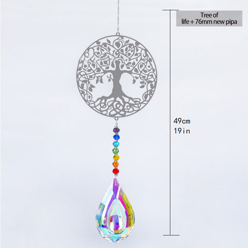 1Pc Hanger Charm Glas Crystal Prisms Diverse Roestvrijstalen Patronen Kleurrijke Regenboog Muur Opknoping Ornament Woondecoratie