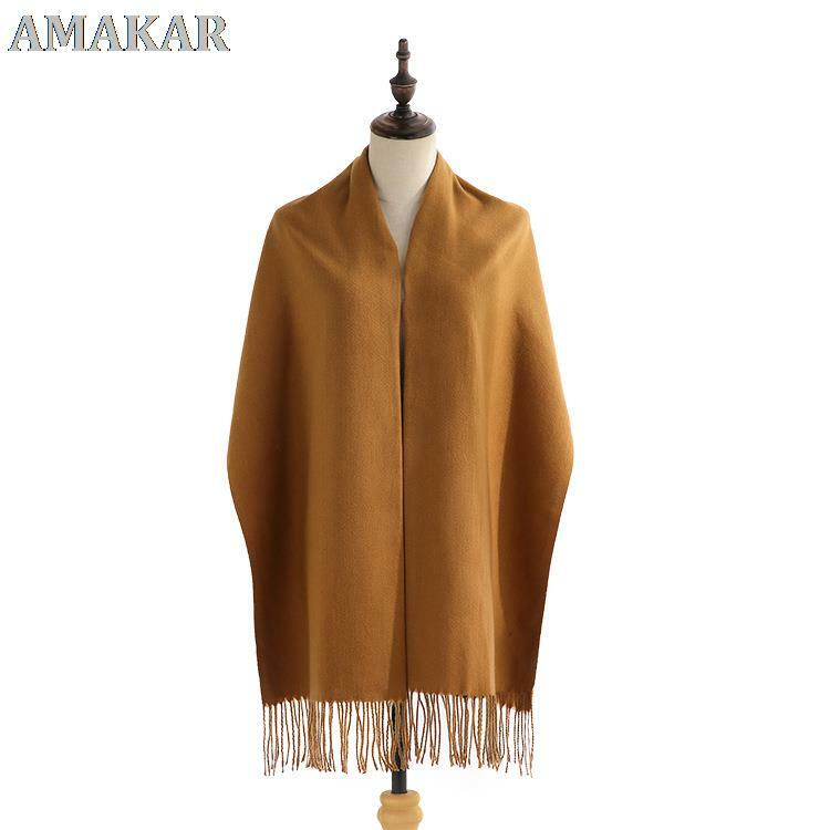 Bufandas de Cachemira con borlas de Color liso para mujer y hombre, chal largo fino, suave y cálido, novedad de otoño, 2022