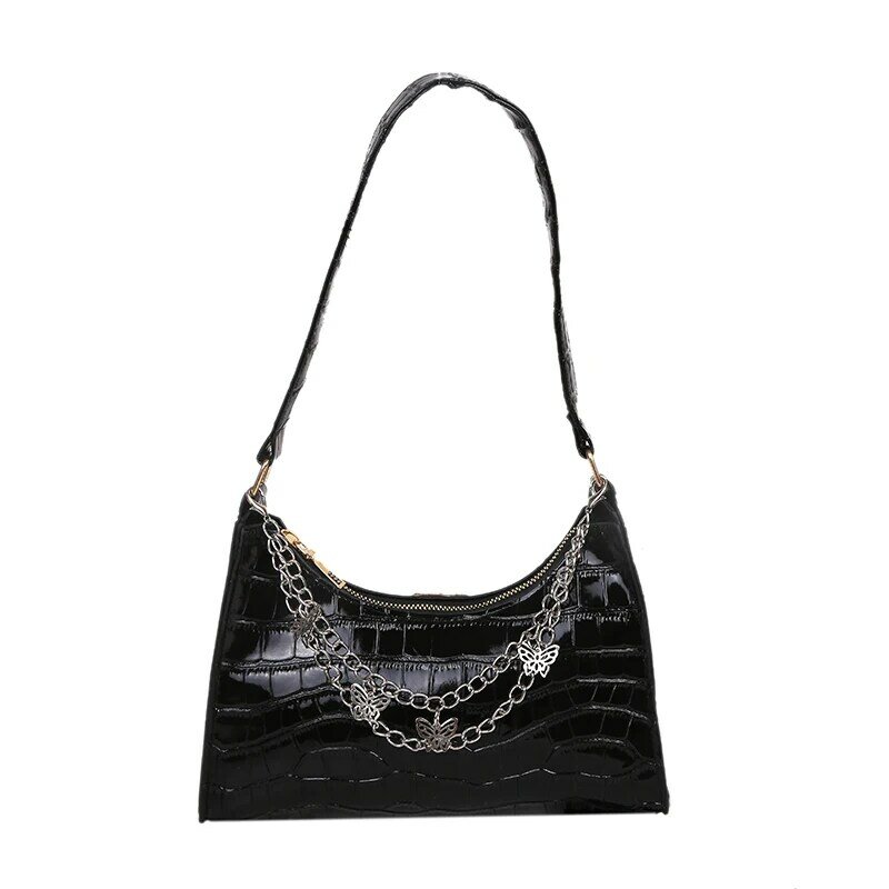 Bolso de hombro portátil de marca de lujo para mujer, bolsa de axila con cadena de Metal y tejido de cocodrilo, versátil, a la moda, nuevo diseño, 2021