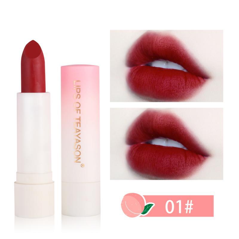 Moda 6 kolorów matowa Retro czerwona brzoskwinia szminka wodoodporny makijaż ust letnie kosmetyki do makijażu długi trwały kolor blokady TSLM1