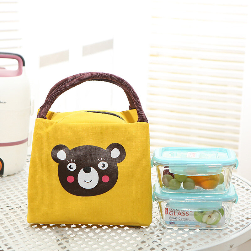 Детская термоизоляционная сумка с мультяшным медведем, Портативная сумка для ланча для девочек и мальчиков, Ланч-бокс из алюминиевой фольг...