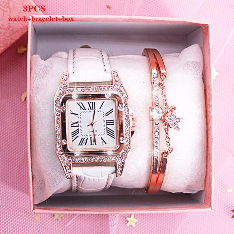 Moda senhoras relógio de pulso da marca superior couro feminino relógios casuais diamante quartzo relógio de pulso feminino zegarek damski