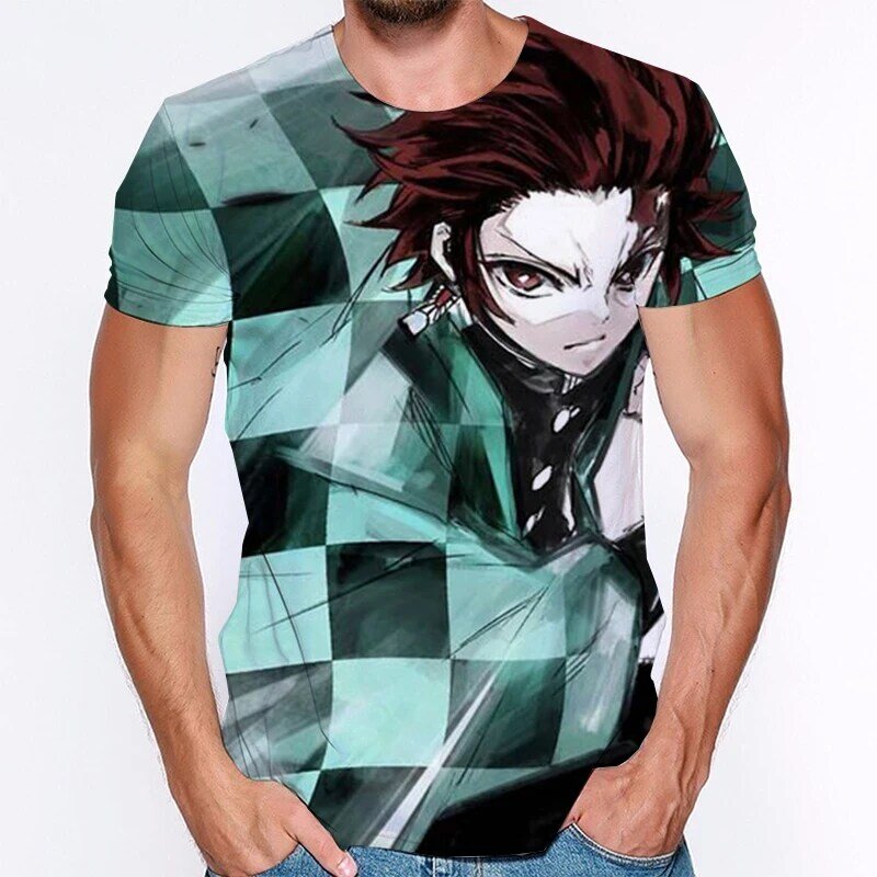 Kimetsu Geen Yaiba Man T-shirt Anime Print Mannen Ulzzang Tshirt Cartoon Anime Grappige Tops Shirts Mannelijke T-shirt Grafische kleding Mannen