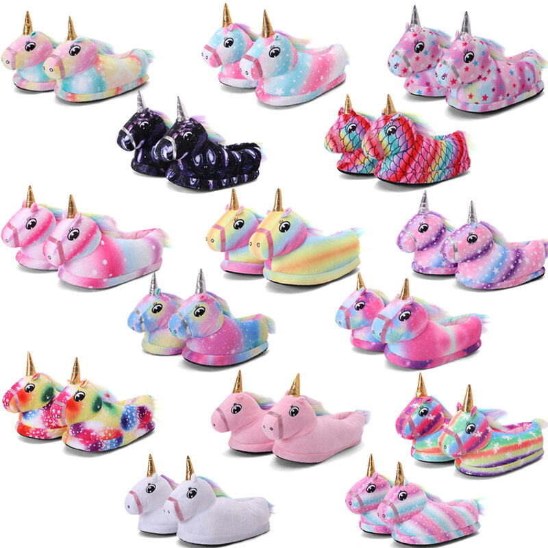 Unicórnio kigurumi onesie pijamas sapatos crianças unicórnio chinelos de bebê chinelos para meninas crianças panda chinelos