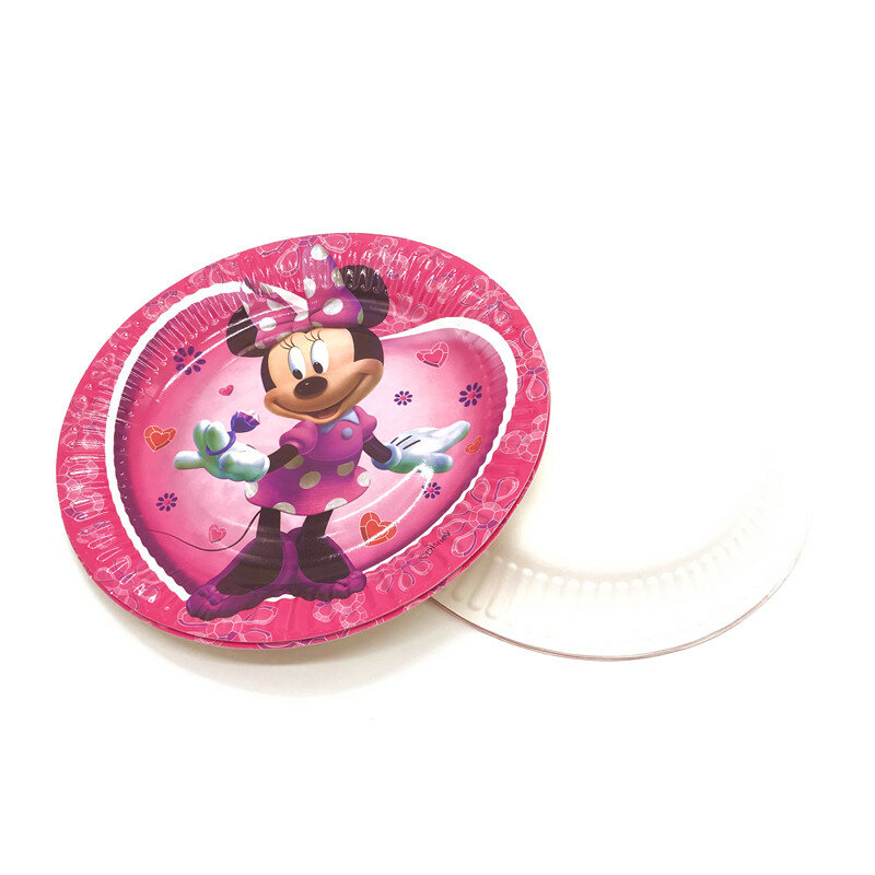 Disney-suministros para fiestas temáticas de Minnie Mouse, vasos de papel, platos, servilletas, niños, niñas, Baby Shower, decoraciones para fiestas de cumpleaños, juegos calientes