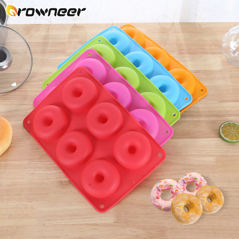 Donut Baking Tray High Heat Resistant Donut Mold Silicone Non-stick Dessert Maker Flexible Soft Colorful Pasty Baking Helper