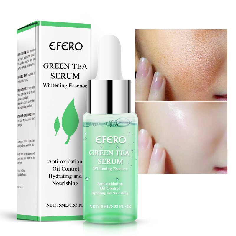 EFEROสีเขียวชาเซรั่มคอลลาเจนเปปไทด์เซรั่มAntiAging Wrinkle Lift Firming Whitening Face Cream Moisturizing Essence TSLM1