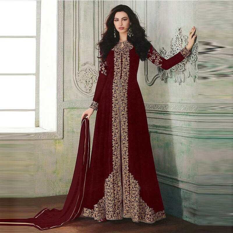 Vêtements Inde et Pakistan, Jupes longues pour femmes, impression musulmane, robe Hijab noble, kimono arabe, robe islamique de luxe