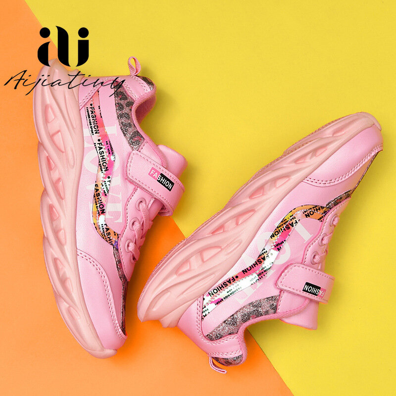 Chaussures de sport en cuir pour filles, baskets respirantes pour étudiants à la mode, couleur rose, automne, 2020