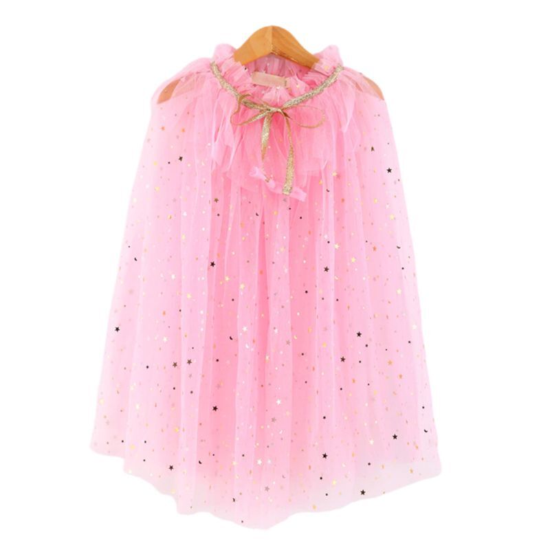 Kids Meisje Fairy Cape Prinses Candy Kleur Glitter Ster Pailletten Mantel Tulle Shawl Party Kostuum Voor Kinderen