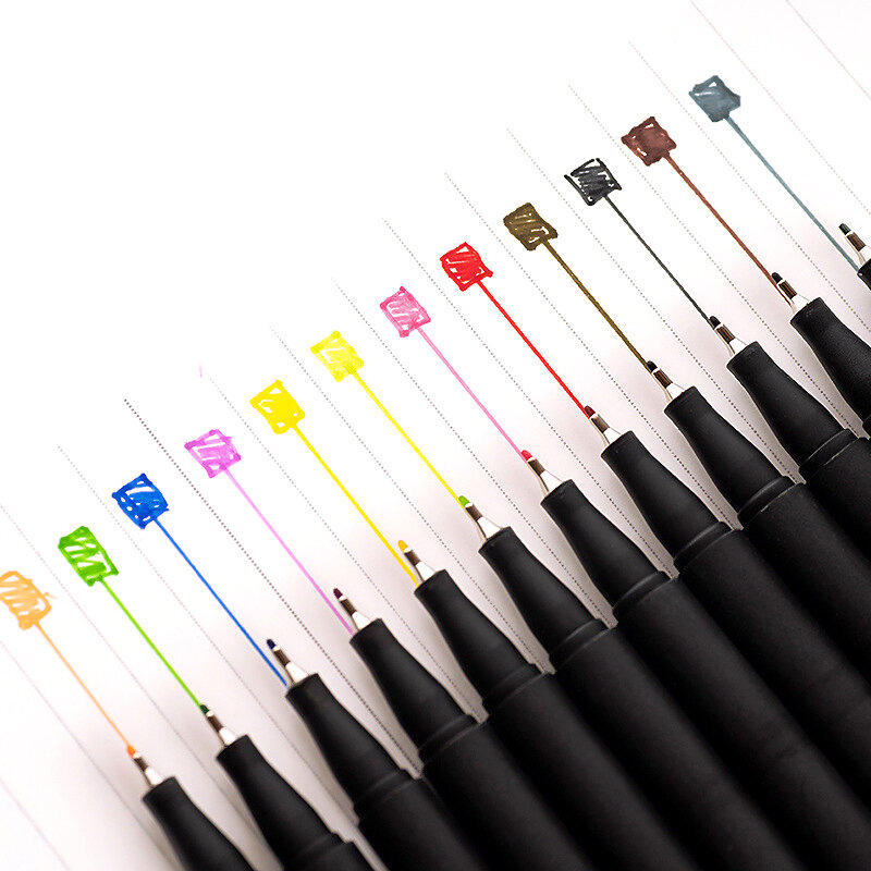 12Pcs/set Pigment Liner Micron Pen Set Ink Marker Pen 0.4mm Brush Tip Color Fineliner Manga Drawing Pen