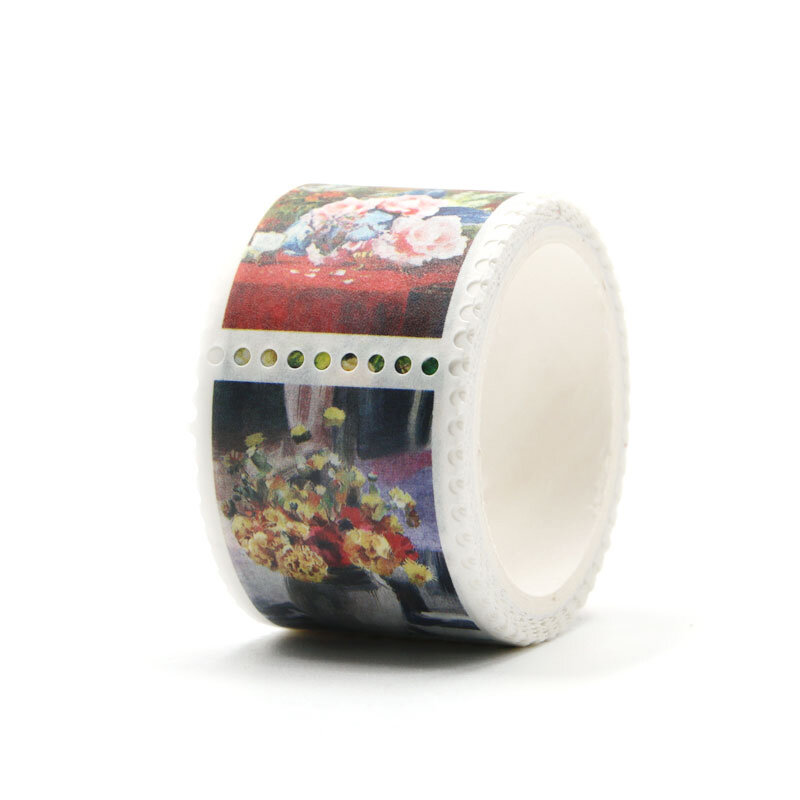 Rollo de cinta adhesiva de 25mm x 3m para decoración de álbumes de recortes, cintas washi kawaii para estampar Flores y pintar con tinta, 1 unidad