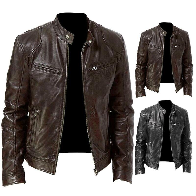 2021hot jaquetas de couro masculino outono casual jaqueta de couro artificial motociclista casacos de couro moda casaco jaqueta à prova de vento