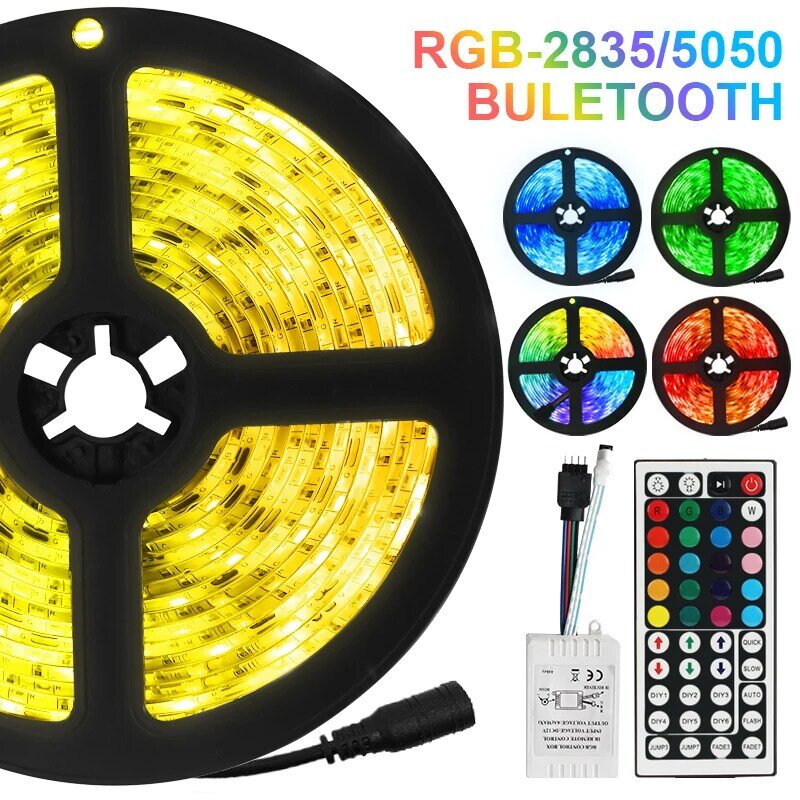 家庭用リモコン付き防水LEDストリップライト,12V,RGB LEDライト,DC 5050 smd2835,柔軟な防水ダイオード