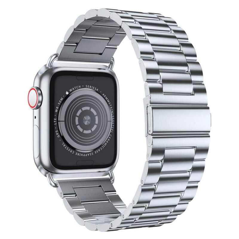 Correia de smart watch de metal, pulseira de metal de aço inoxidável para apple watch 5 band 42mm 44mm 38mm 40mm, bracelete de iwatch série 5/4/3/2/1