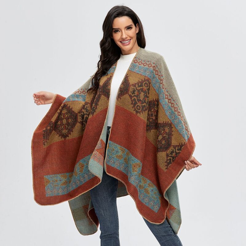Ponchos de Cachemira para mujer, capa gruesa y cálida de moda, chales de Pashmina, bufandas de capa, novedad de invierno, 2021