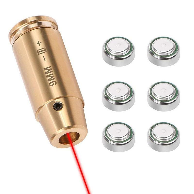 Tactical 9mm Red Dot Laser Brass Boresight CAL Cartridge Bore Sighter Collimator Boresighter For Scope Hunting