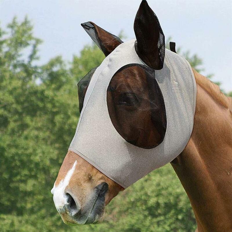 Rede respirável à prova de moscas, máscara de cavalo, proteção de verão de olhos de animais e mosquito para decoração de cavalo de animais da família