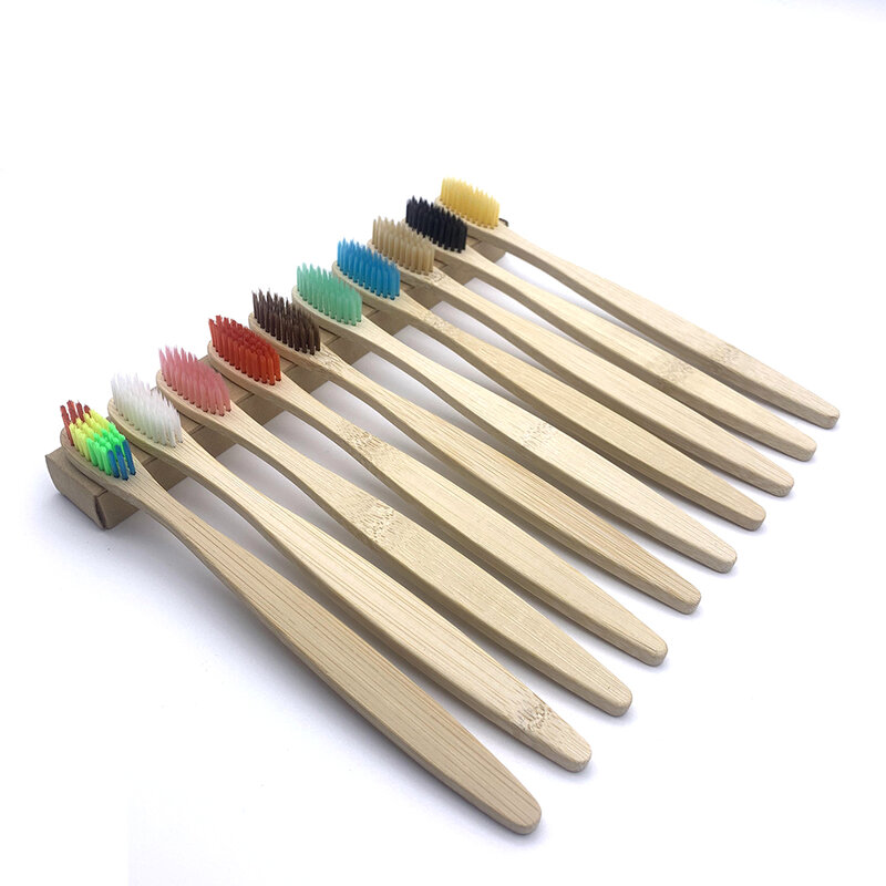 50 Buah/Lot Set Sikat Gigi Bambu Alami Alat Kesehatan Perawatan Mulut Bulu Lembut Lingkungan dengan Kemasan Mudah Terurai