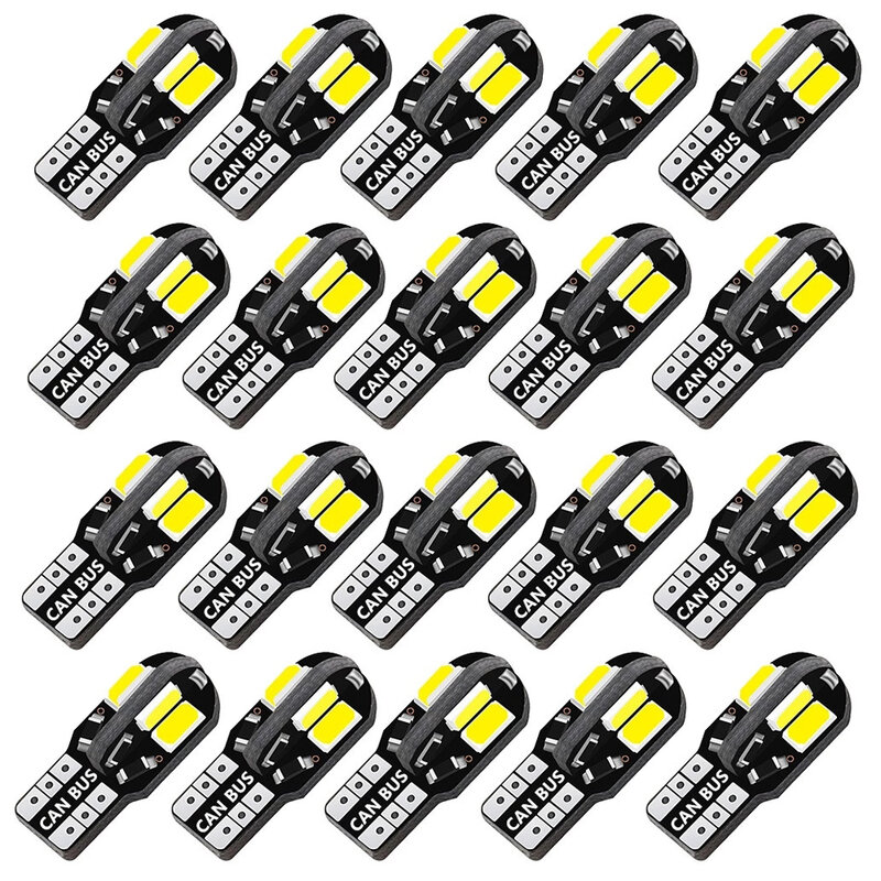 20Pcs W5W T10 Led-lampen Canbus 5730 8SMD 12V 6000K 194 168 Led Auto Interieur Kaart Dome lights Parking Light Auto Signaal Lamp