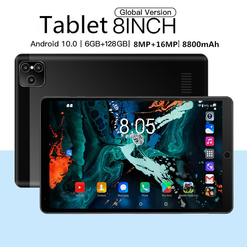 Phiên Bản Toàn Cầu Máy Tính Bảng P80 Pad Pro 8 Inch RAM 6GB 128GB ROM Tablete 10 Core Android 10.0 Dual sim GPS Google Play Loại-C Tablette