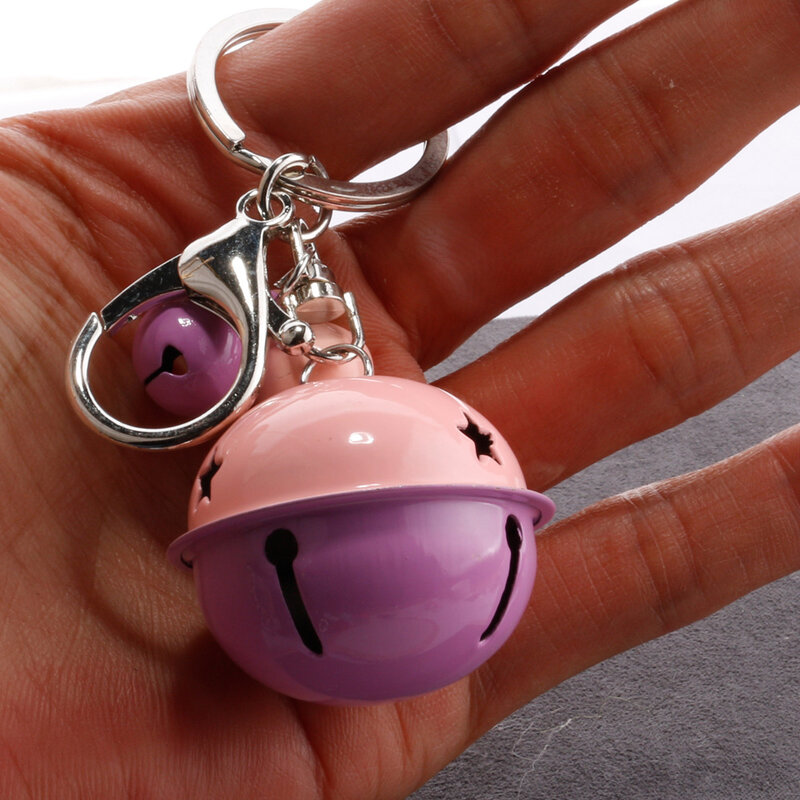 Creative Metal Candy Color Ball bell keychain Car Key Ring Bag Pendant Christmas Decor Pendant Hanging Christmas Tree  DIY Gift