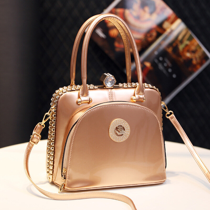 Круглая женская сумка AMELISH, Подарочная вместительная сумочка с верхней ручкой, брендовые дизайнерские ручные чемоданчики с рамкой из страз