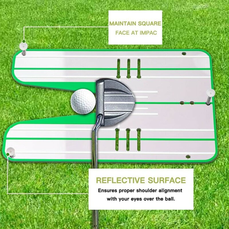 Golf Putting Alignment Mirror อะคริลิค Putting Practice กระจกแบบพกพา Golf Swing Training Aid Trainer สำหรับอุปกรณ์กอล์ฟ