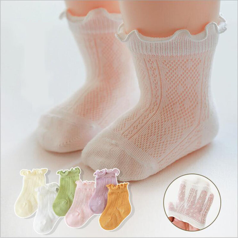 เด็กตาข่ายถุงเท้า Solid ฤดูใบไม้ผลิฤดูร้อนทารกแรกเกิดถุงเท้าเด็กผู้หญิงถุงเท้าผ้าฝ้ายทารกข...