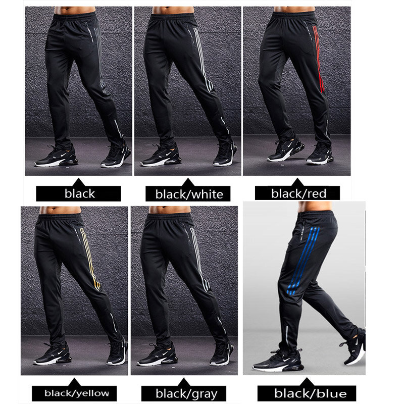 Novo esporte calças dos homens correndo calças com zíper bolsos treinamento e joggings calças de futebol calças de fitness para homens