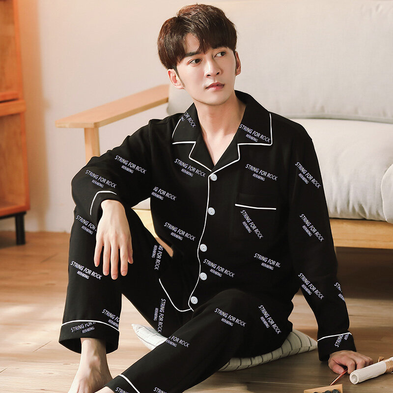 Pyjama en coton pour Homme, vêtement de nuit, grande taille, avec lettres noires, pour la maison, 5xl