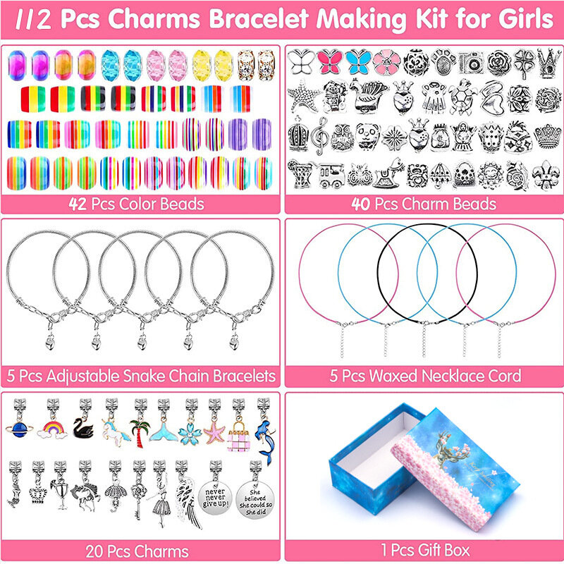 DIY Charms Bracelet Making Set Spacer Beads Pendant Accessories For Bracelet Necklace Jewelry Making Creative Children Gifts