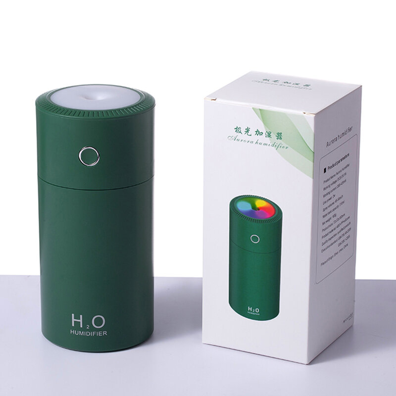 Humidificador de aire Aurora USB para el hogar, generador de niebla ultrasónico para coche con marquesina, lámparas nocturnas, Mini purificador de aire de escritorio para oficina, 310ml