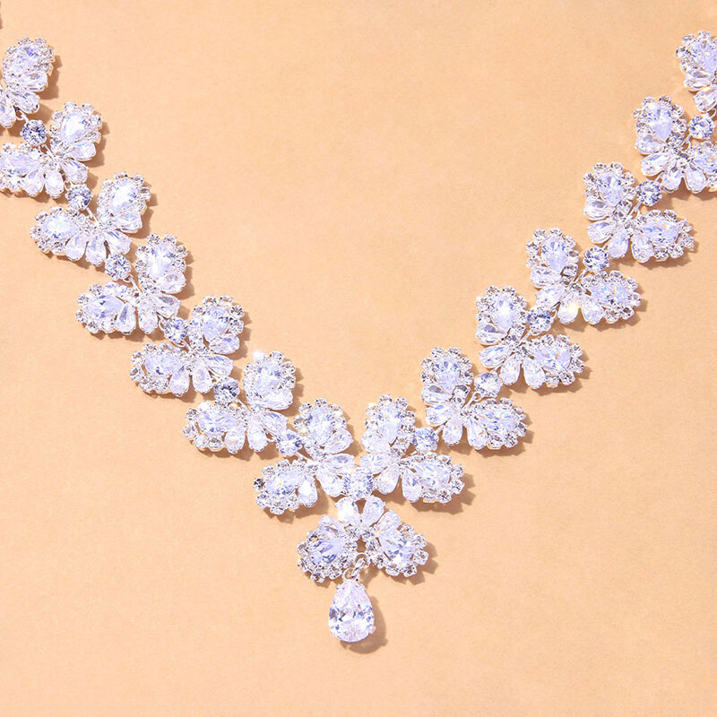 Conjunto de joyas de lujo para novia y boda, collar con borlas de circonita, pendientes, accesorios de vestido de fiesta para mujer, tienda NYZ